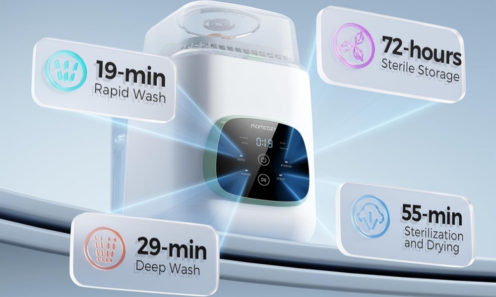 Momcozy KleanPal Pro Baby Bottle Washer and Sterilizer Features